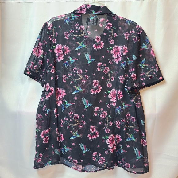 NWT Hellbunny Hummingbird Floral Pattern Button Down Madison Blouse - Picture 3 of 5